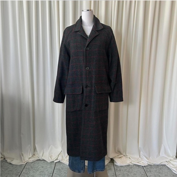 VINTAGE 80s WOOLRICH Windowpane Wool Overcoat size Medium. - Picture 3 of 8